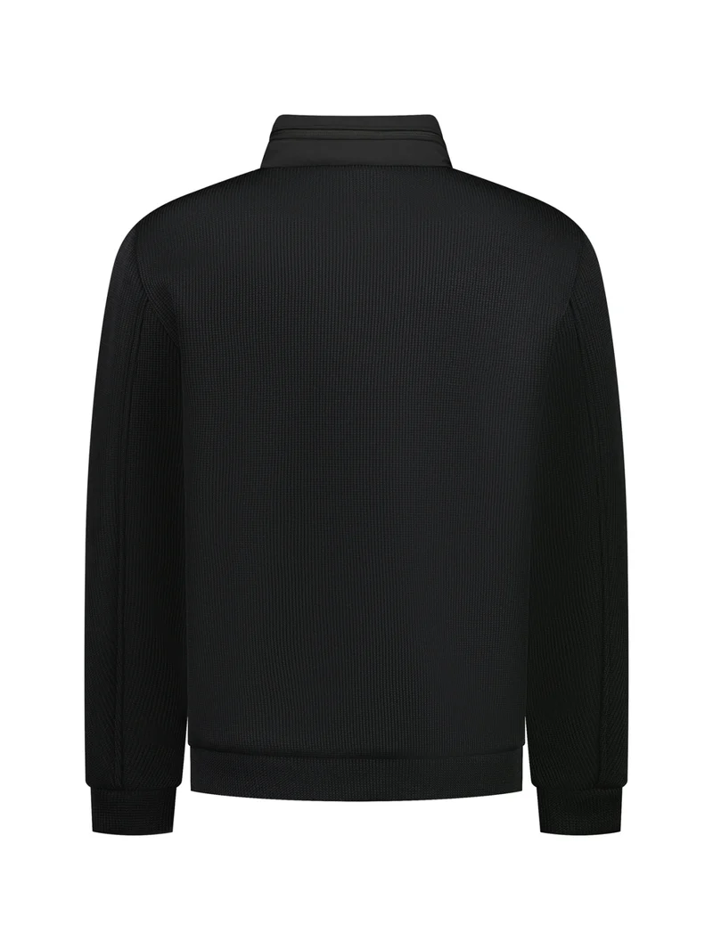 Jacket Short Fit Sealed Knitted Mix, Black