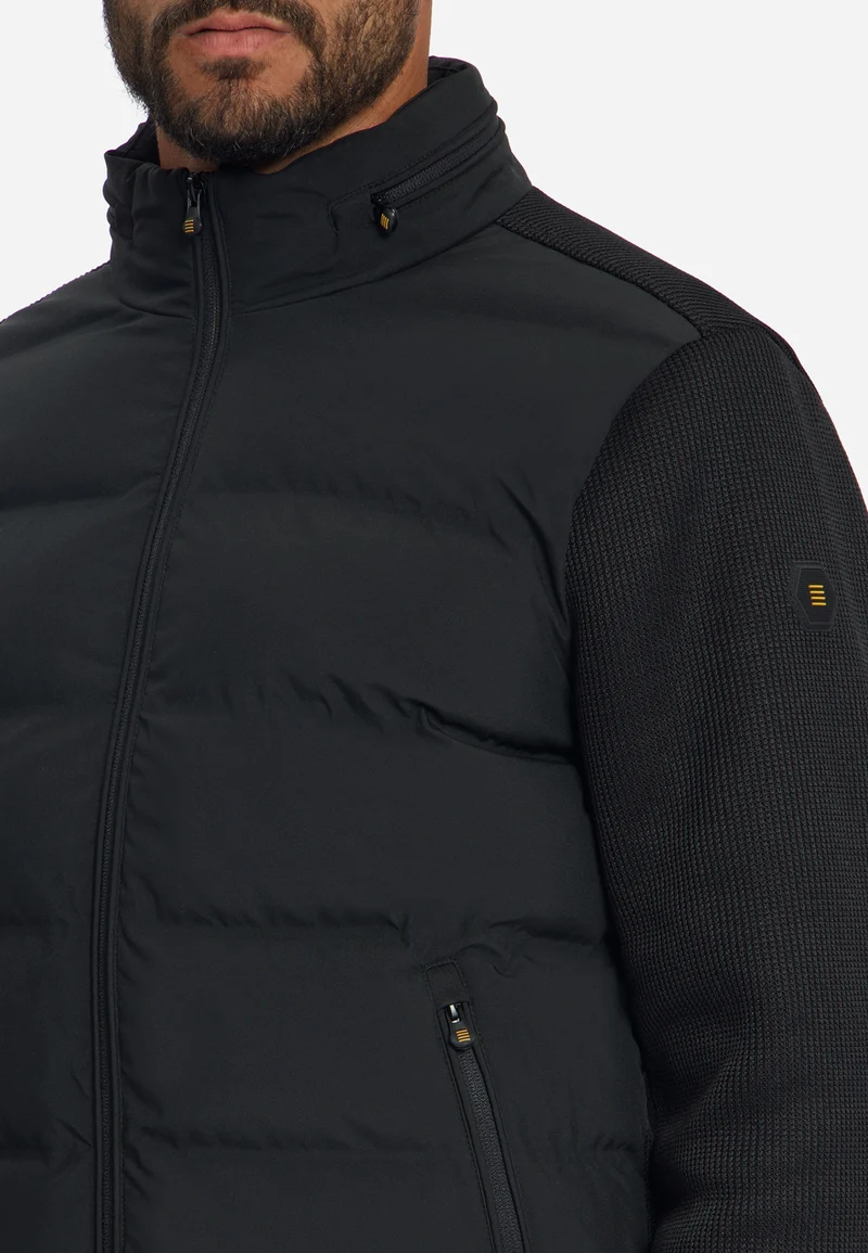 Jacket Short Fit Sealed Knitted Mix, Black