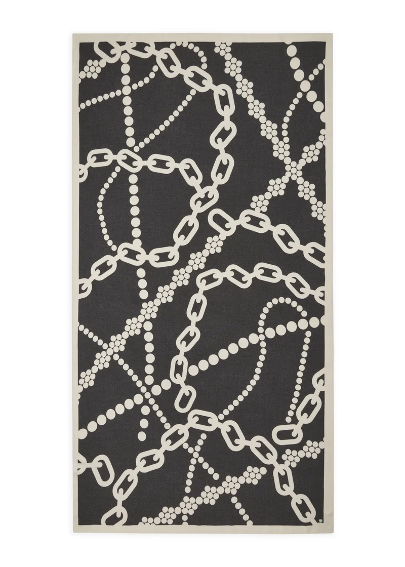 PRINTED SCARF POLYESTER/VISCOSE CHAINS schwarz-100X180CM, schwarz