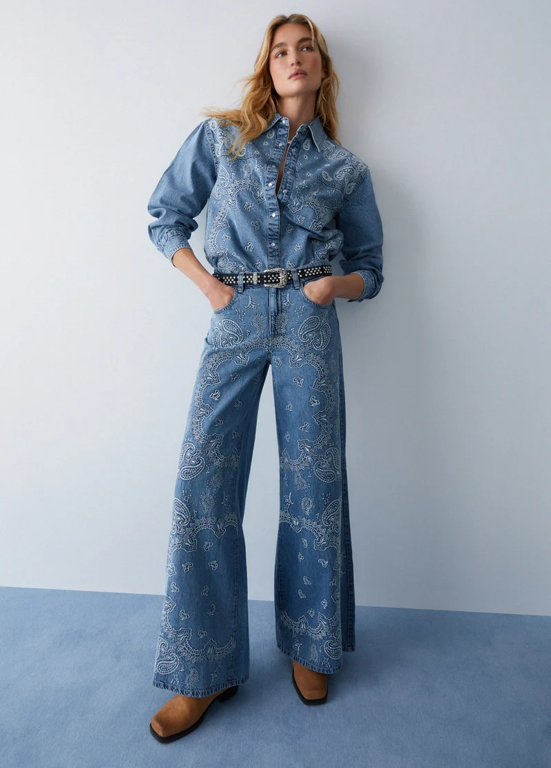 Flared Jeans with Embroidery