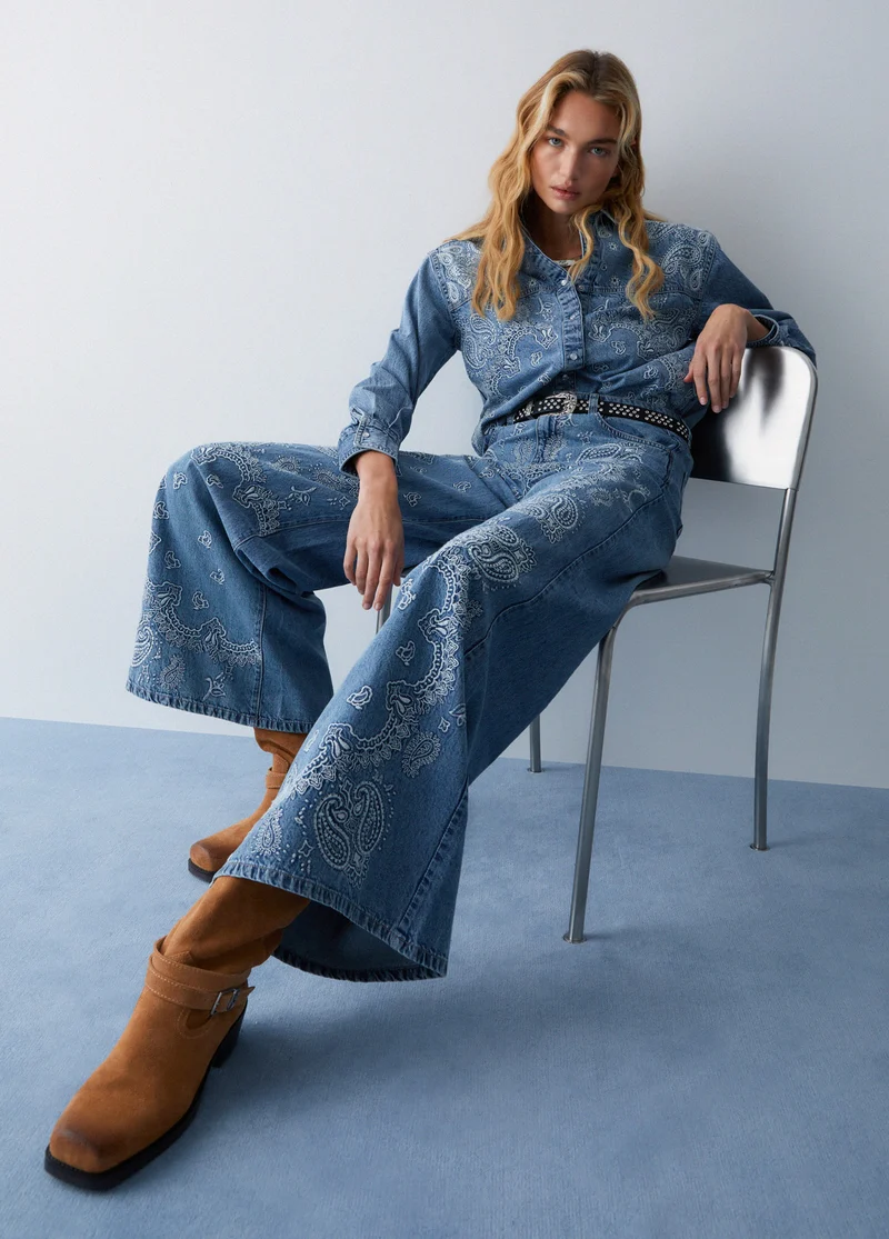 Flared Jeans with Embroidery
