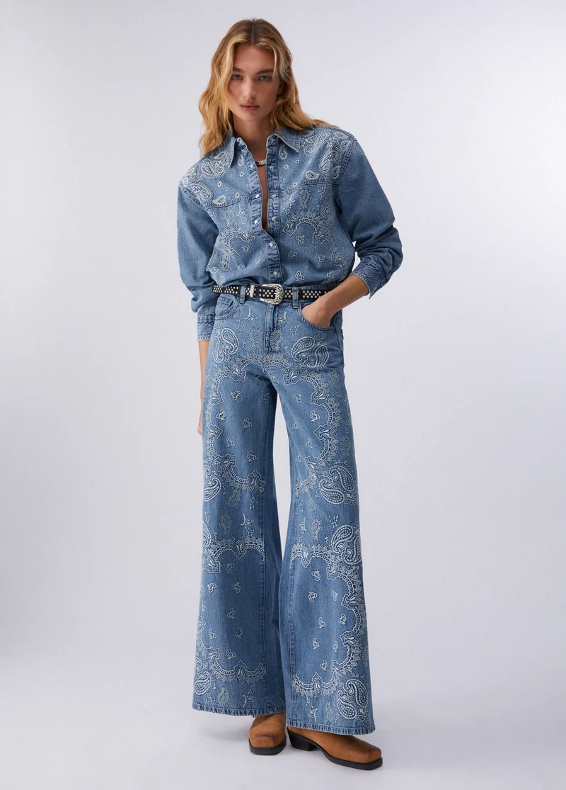 Flared Jeans with Embroidery