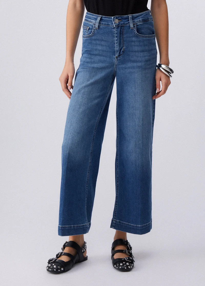 Flared jeans with rhinestones