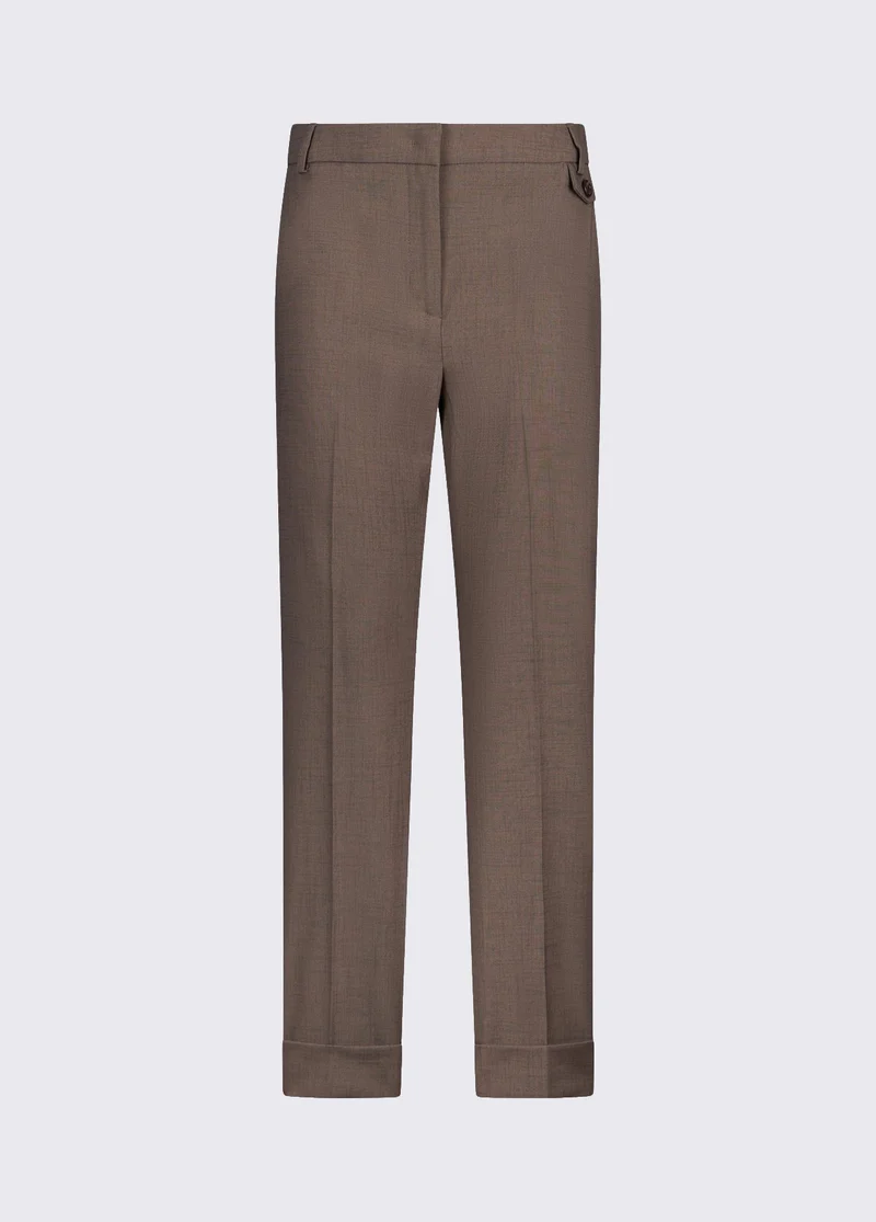 Straight-Leg Mélange Fabric Trousers