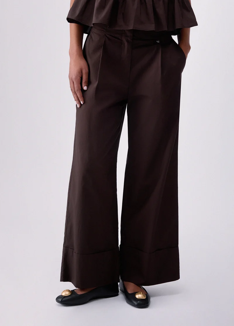 Flared Poplin Trousers