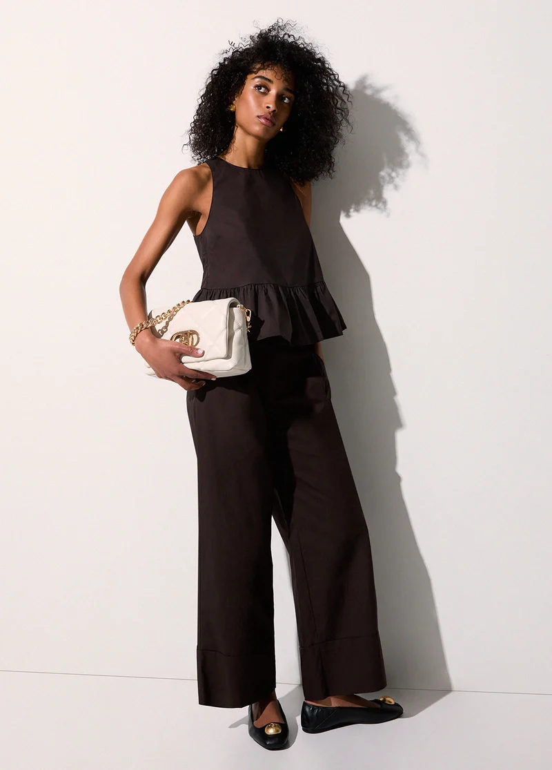 Flared Poplin Trousers