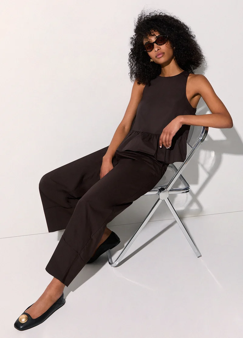 Flared Poplin Trousers