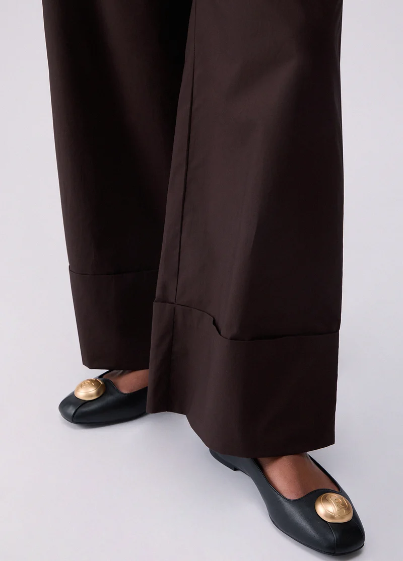 Flared Poplin Trousers