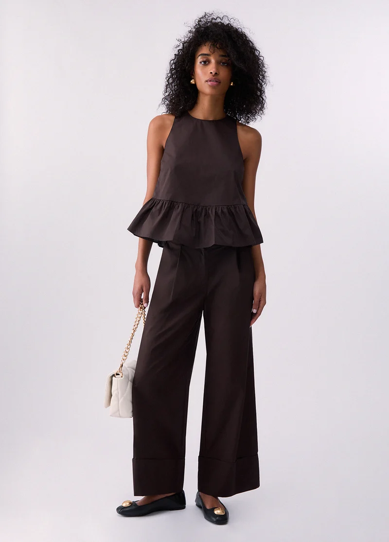Flared Poplin Trousers