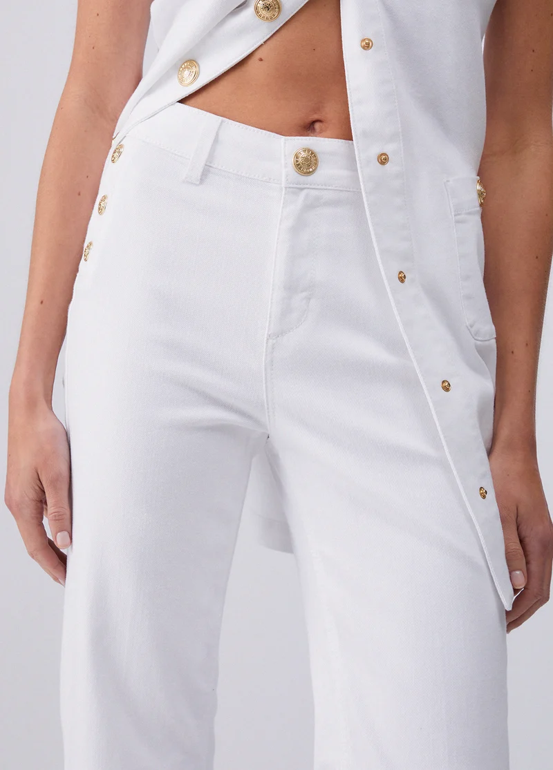 High-Rise Trousers with Buttons