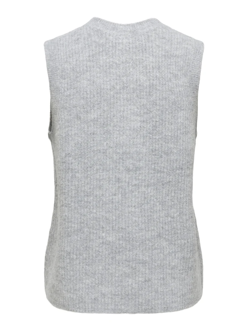 ONLVIGGA SL O-NECK BADGE BUTTON VES, Light Grey Melange/Fmop Button