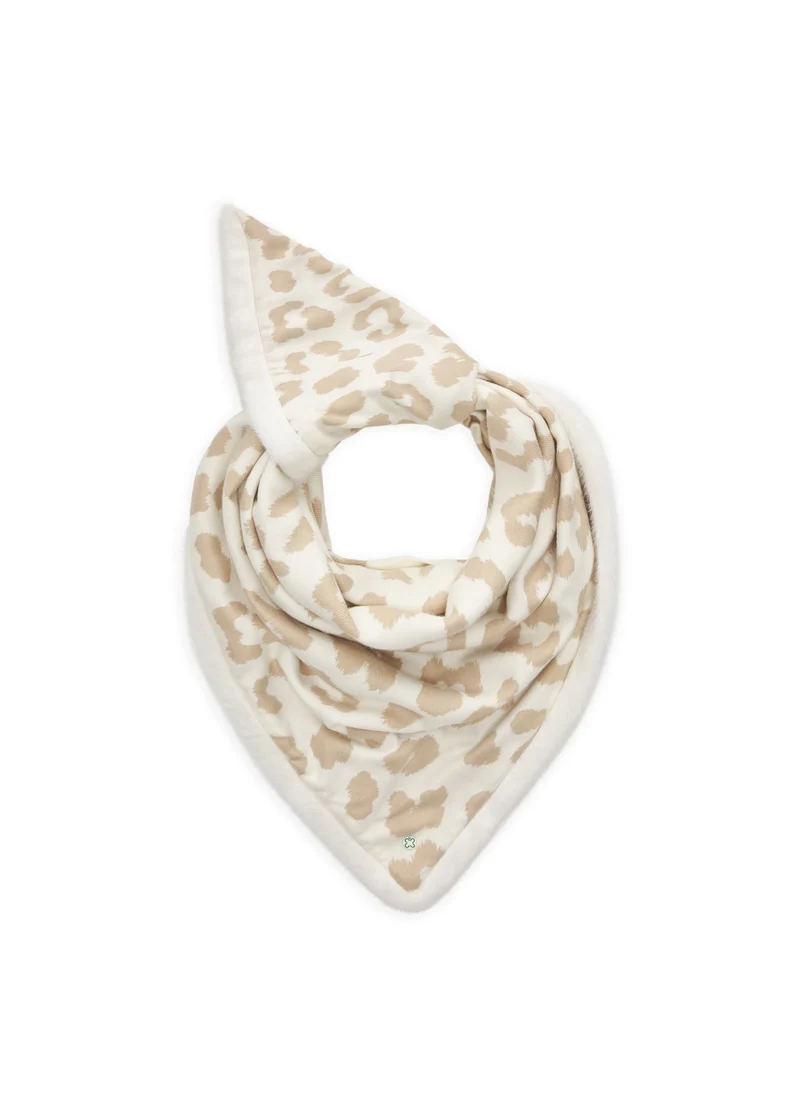 PRINTED TRIANGLE POLYESTER/VISCOSELEO WITH FAKE FUR beige-126X126X185, beige