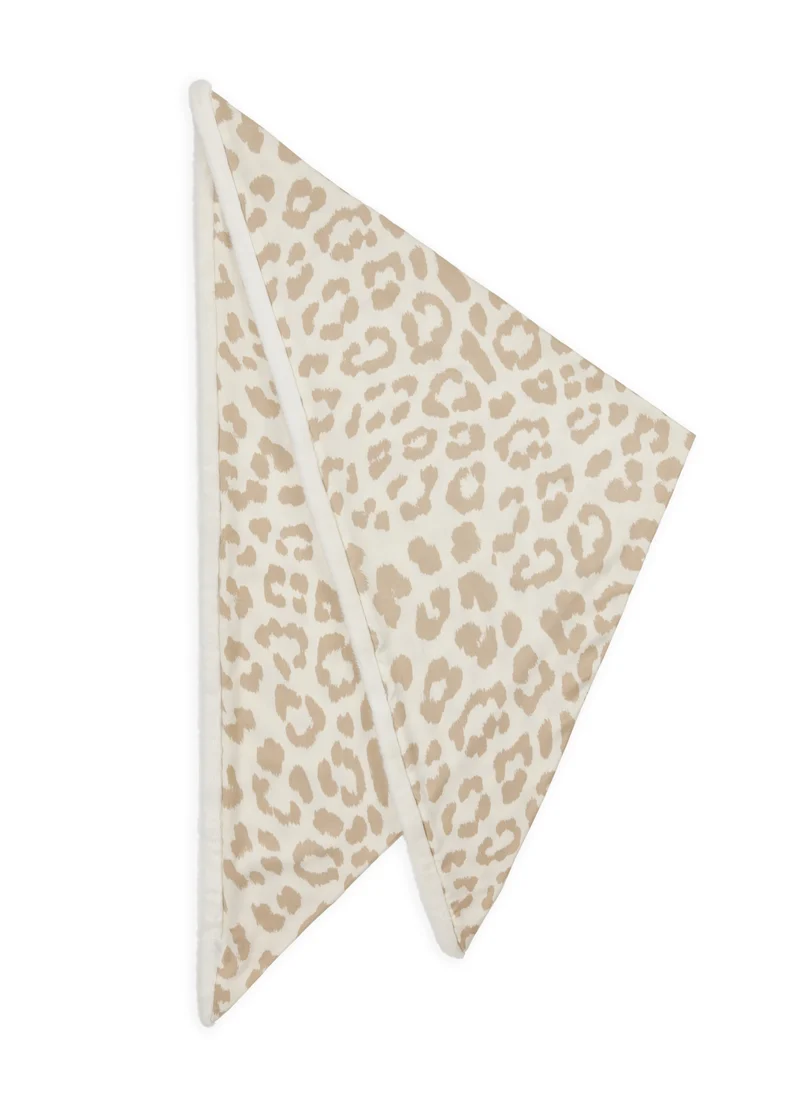 PRINTED TRIANGLE POLYESTER/VISCOSELEO WITH FAKE FUR beige-126X126X185, beige
