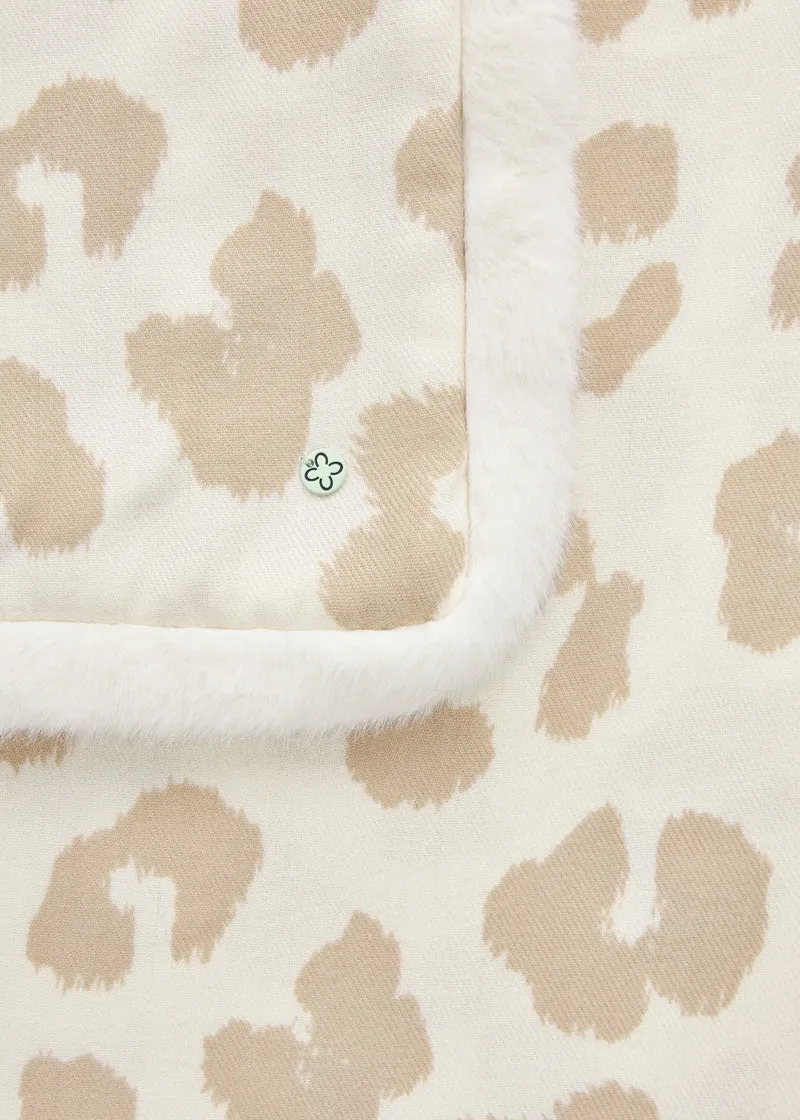 PRINTED TRIANGLE POLYESTER/VISCOSELEO WITH FAKE FUR beige-126X126X185, beige