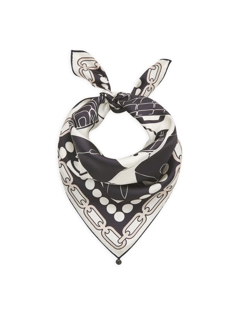 PRINTED NICKI SILK BAG PRINT schwarz-53X53CM, schwarz