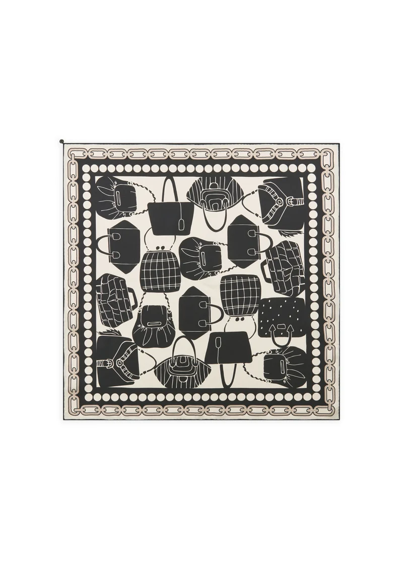 PRINTED NICKI SILK BAG PRINT schwarz-53X53CM, schwarz