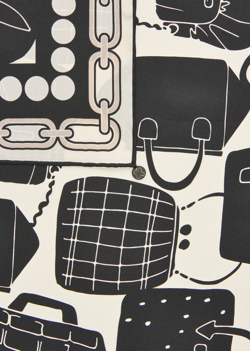 PRINTED NICKI SILK BAG PRINT schwarz-53X53CM, schwarz