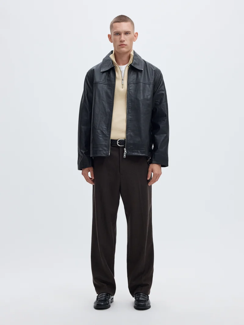 SLMDANE LS KNIT REG STRUC HALF ZIP, Oatmeal