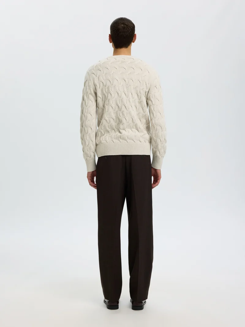 SLMCARLOS LS CABLE CREW NECK NOOS, Silver Birch/Melange