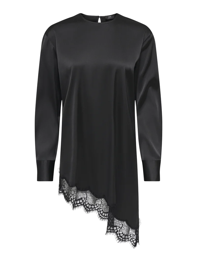JDYNADDY L/S ASYM LONG TOP WVN, Black/BLACK LACE
