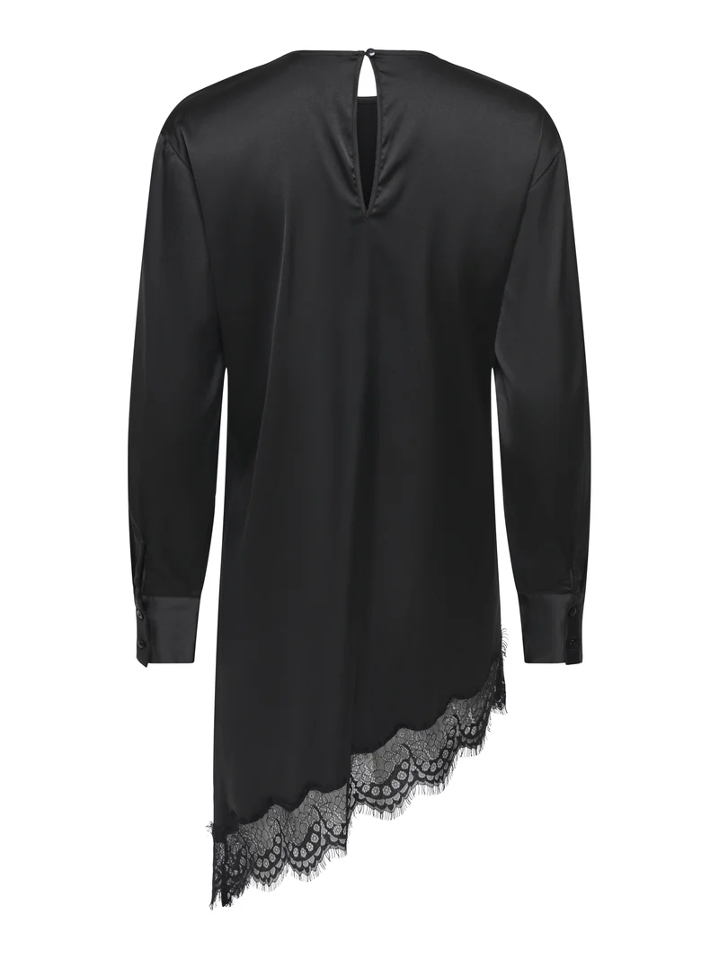 JDYNADDY L/S ASYM LONG TOP WVN, Black/BLACK LACE