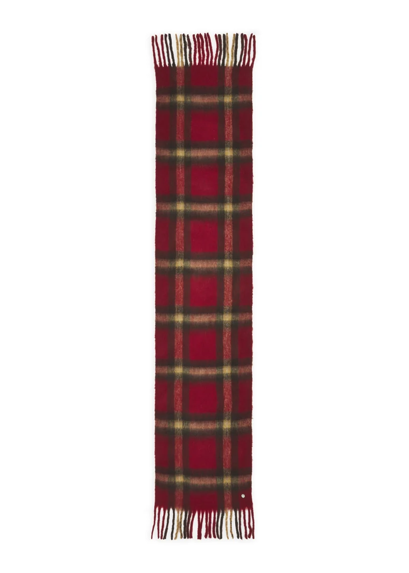 WOVEN SCARF POLY RECYCLED CHECKS rot-40X190CM, rot