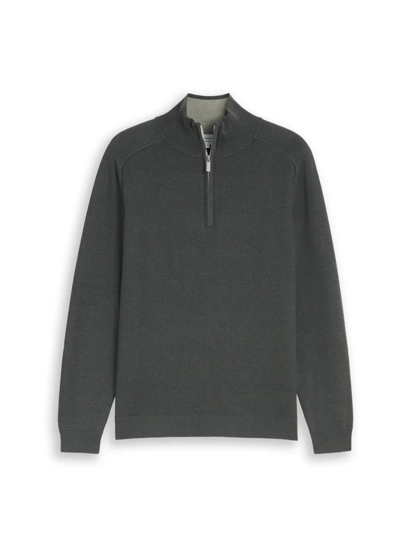 basic knit troyer, darkest olive melange