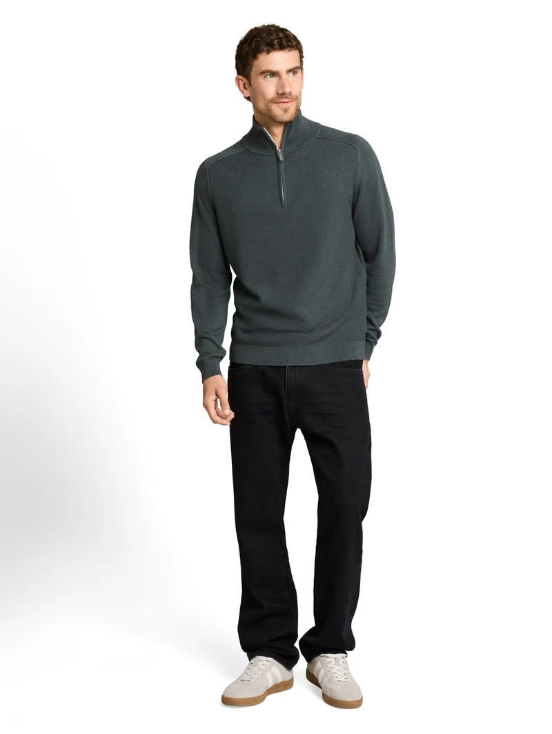 basic knit troyer, darkest olive melange