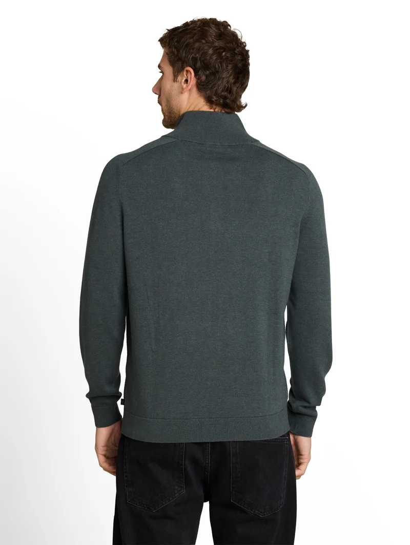 basic knit troyer, darkest olive melange
