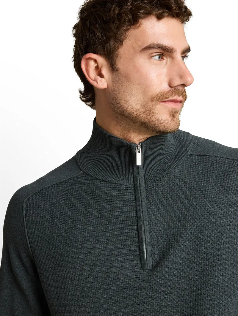basic knit troyer, darkest olive melange
