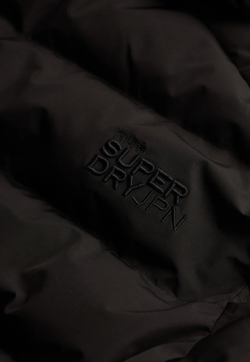 HOODED SPORTS PUFFER JACKET, Black/Black