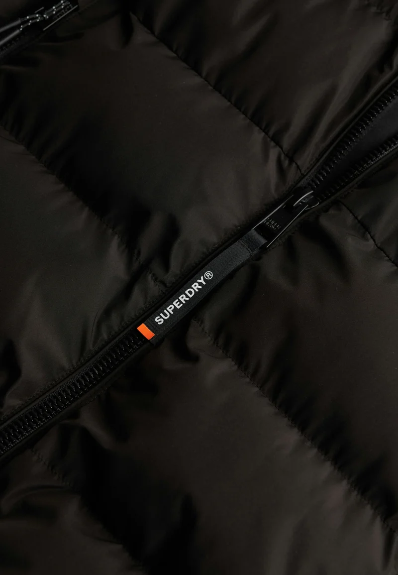 HOODED SPORTS PUFFER JACKET, Black/Black