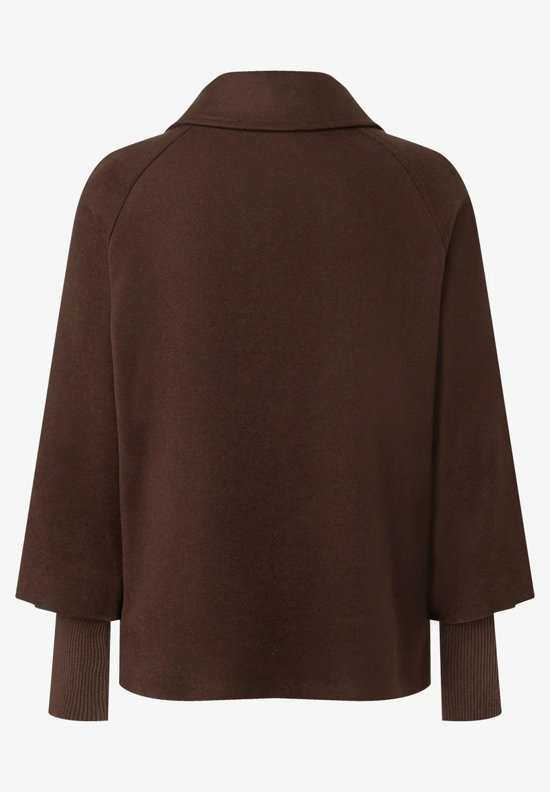 Velours A-Line Jacket With Knit De, espresso brown