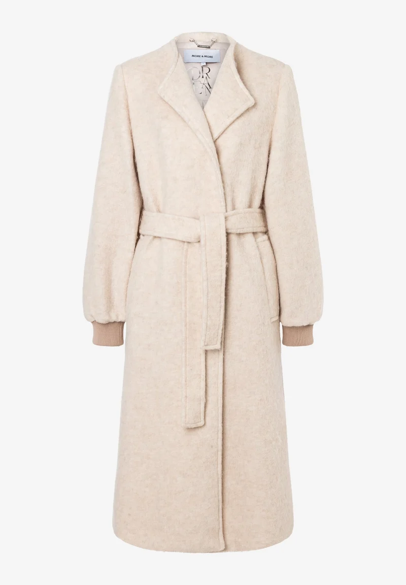 Hairy Bouclé Coat w Balloon Sleeve, powder cream