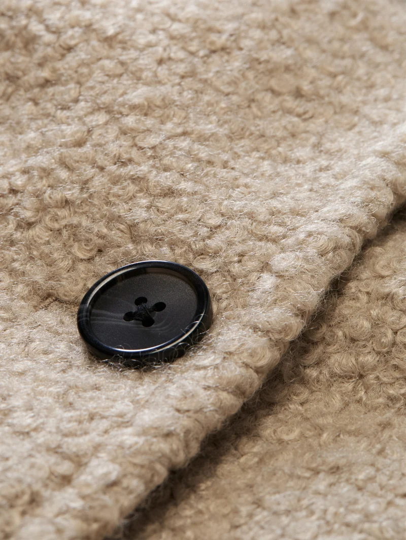 cosy cape jacket, soft taupe grey boucle