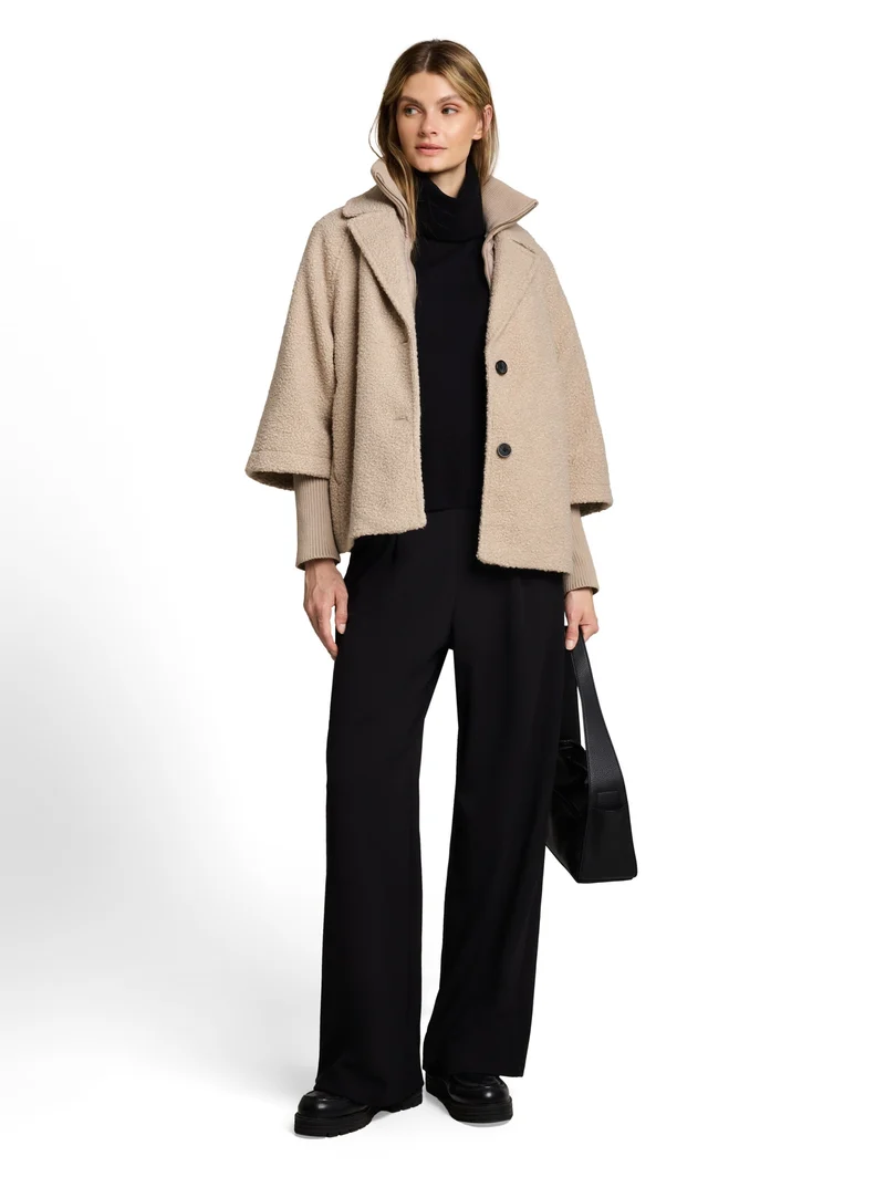 cosy cape jacket, soft taupe grey boucle