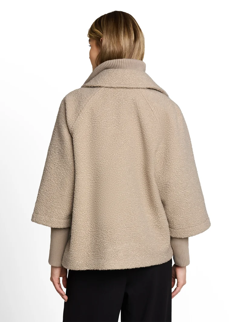 cosy cape jacket, soft taupe grey boucle