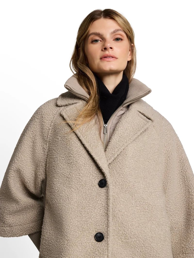 cosy cape jacket, soft taupe grey boucle