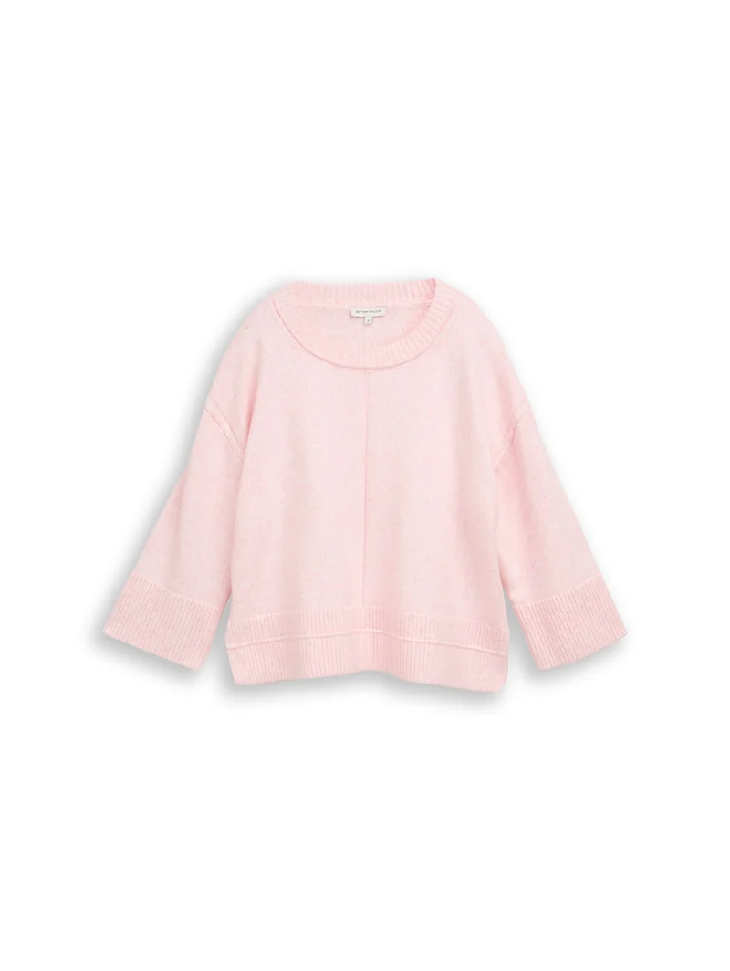 knit cosy crewneck, light pastel pink melange