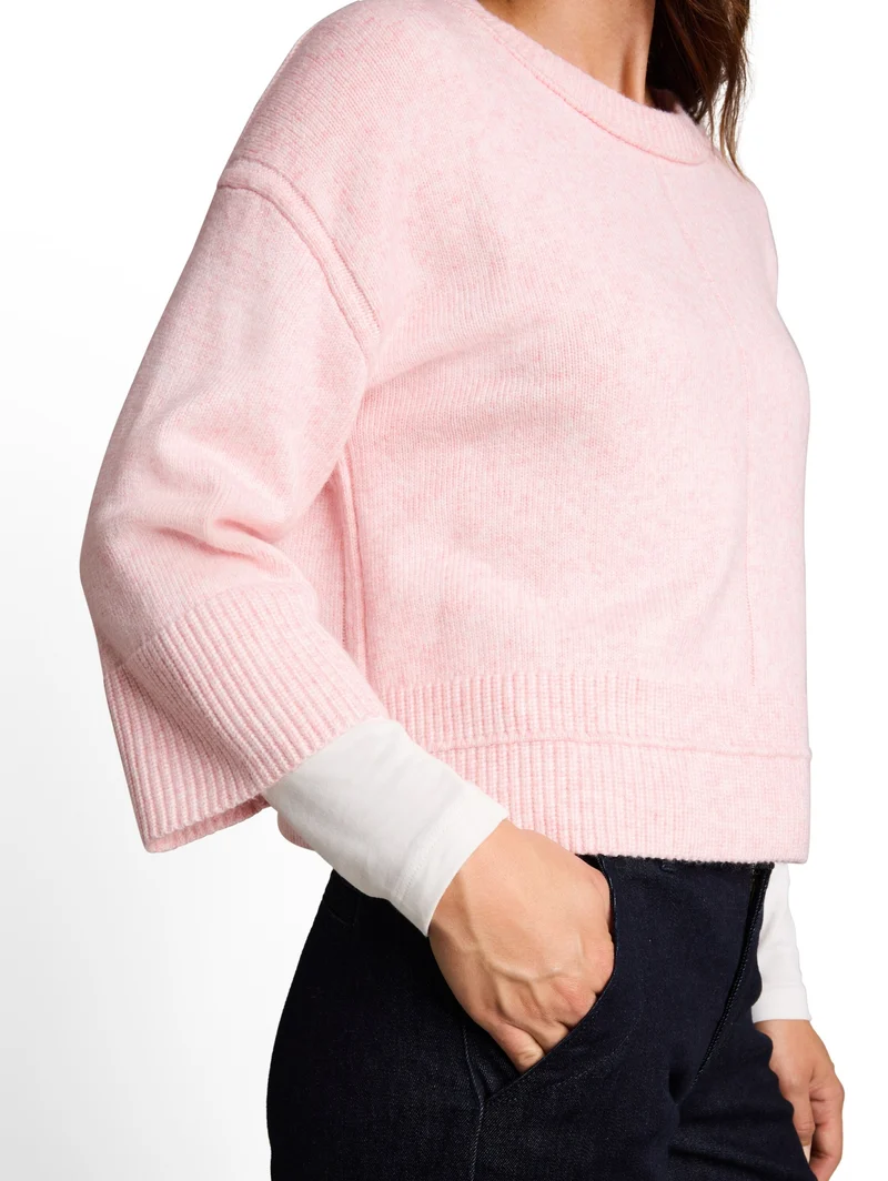 knit cosy crewneck, light pastel pink melange