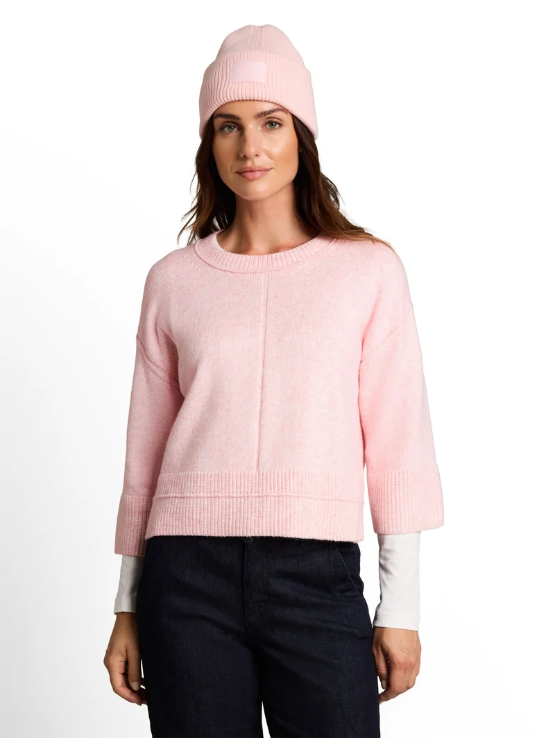 knit cosy crewneck, light pastel pink melange