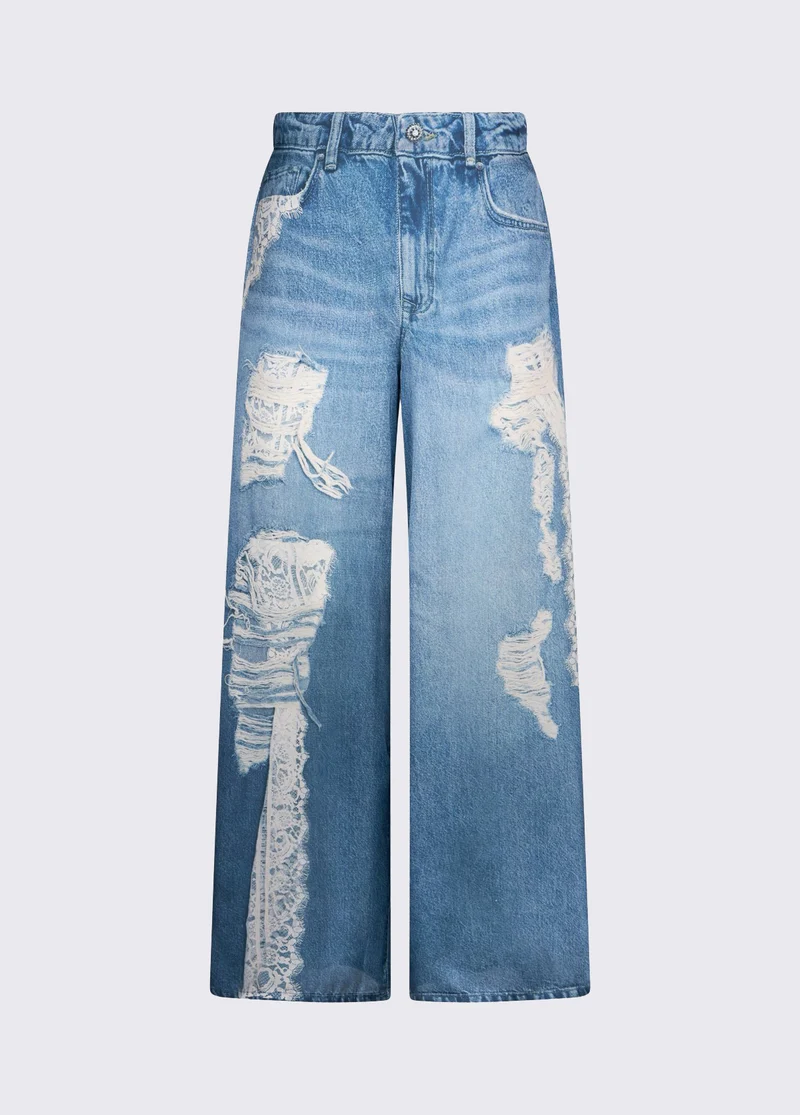 Flared Digital-Print Trousers