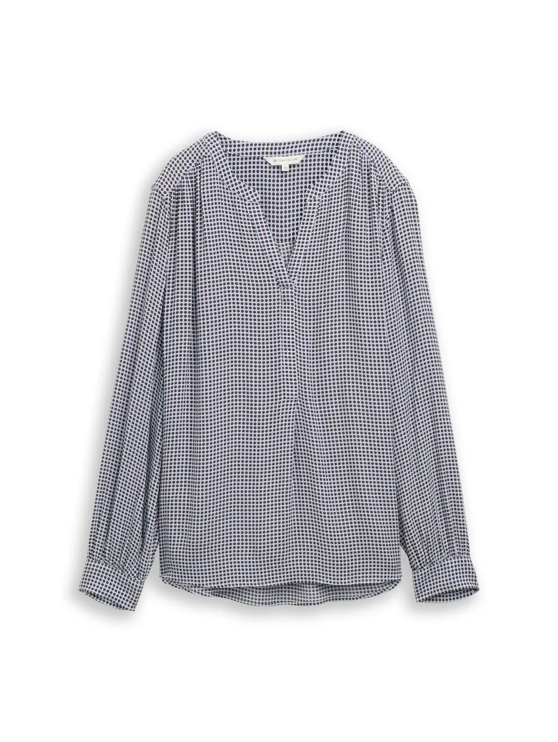 blouse easy longsleeves shape, small blue brown dot print
