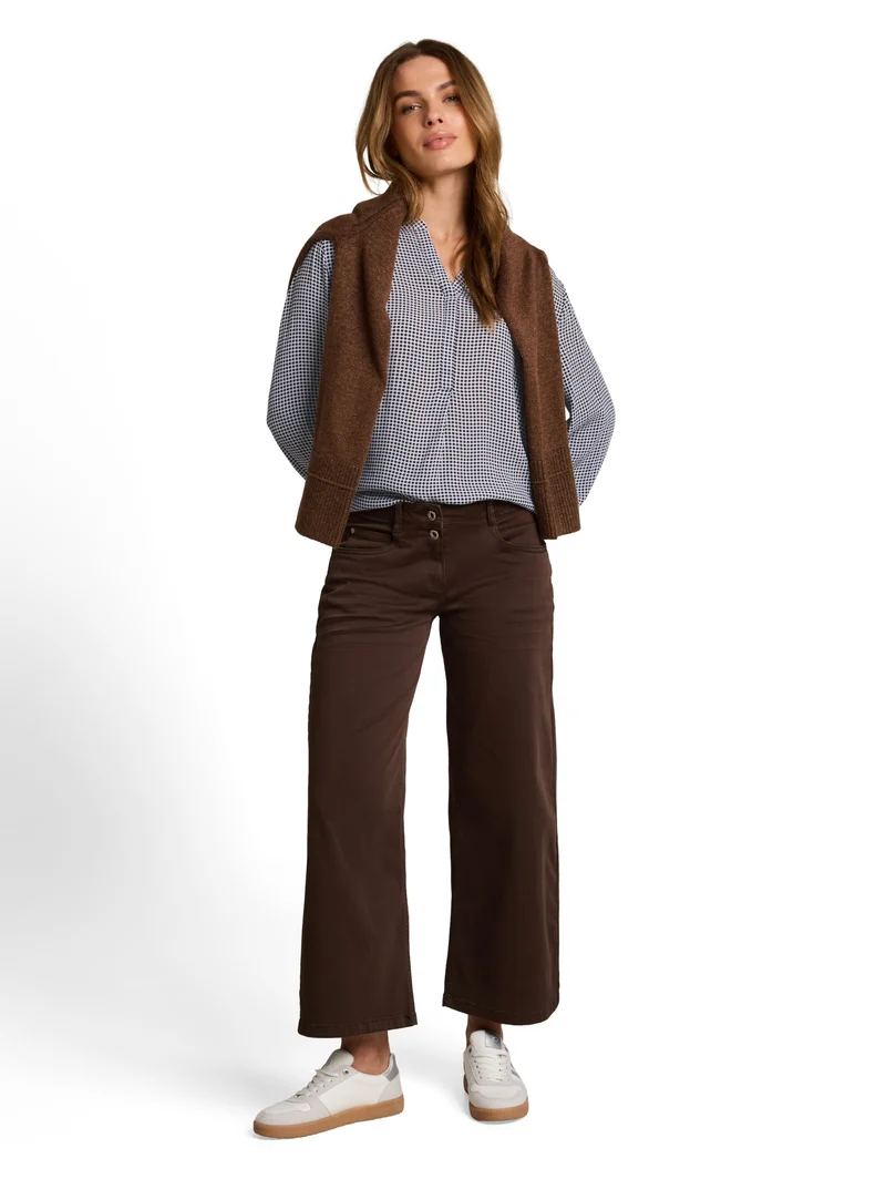 blouse easy longsleeves shape, small blue brown dot print