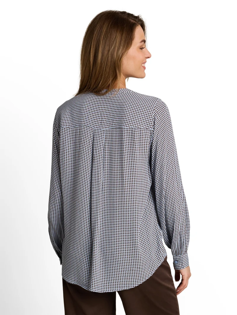 blouse easy longsleeves shape, small blue brown dot print