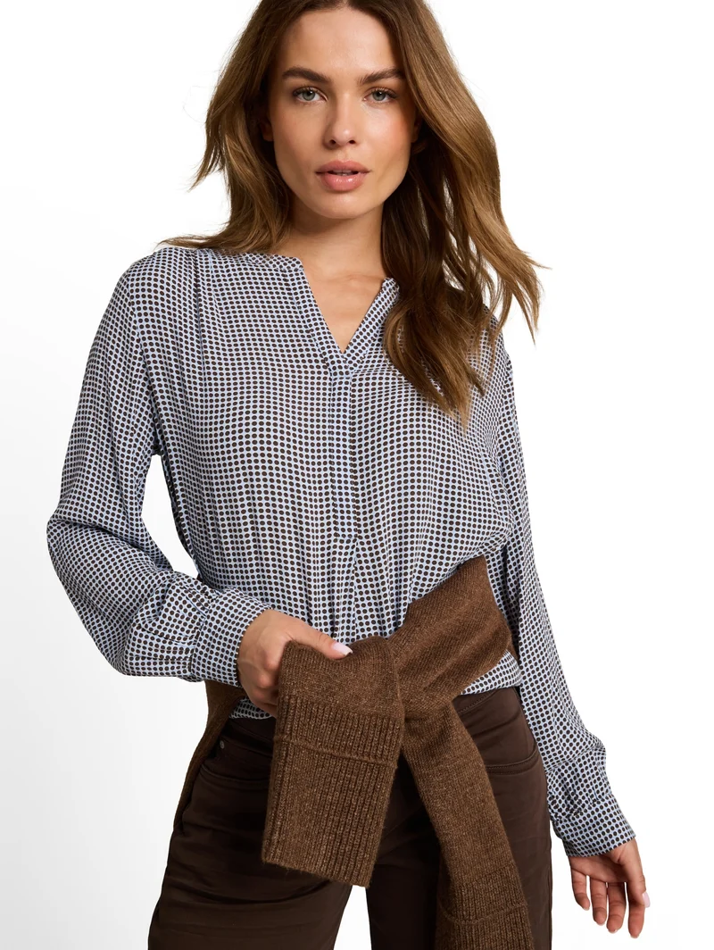 blouse easy longsleeves shape, small blue brown dot print