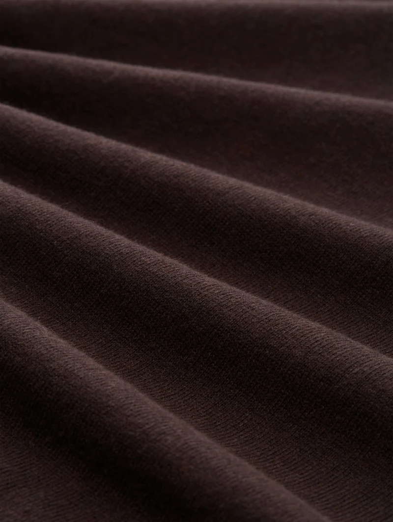 cotton cashmere turtle neck kn, dark chocolate brown melange