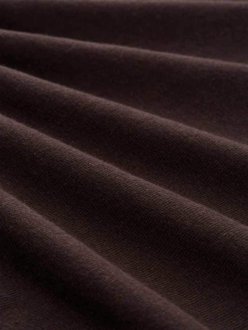 cotton cashmere turtle neck kn, dark chocolate brown melange