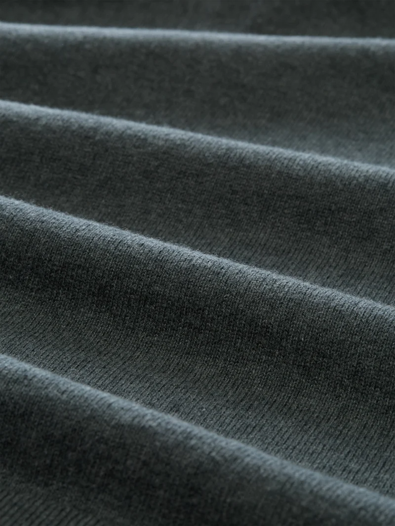 cotton cashmere troyer knit, darkest olive melange