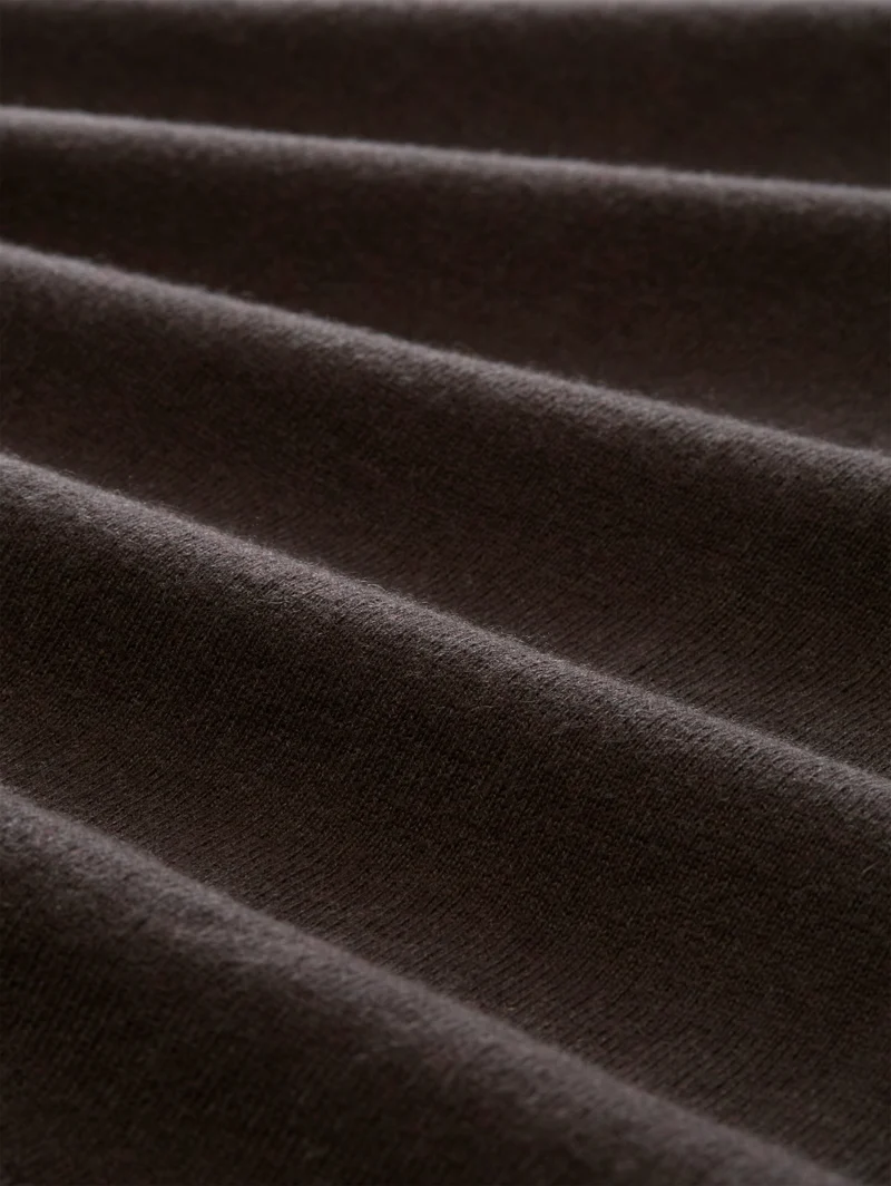 cotton cashmere troyer knit, dark chocolate brown melange